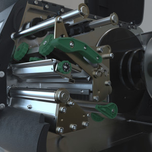 Novexx XLP Printer showing printhead opened for loading and cleaning